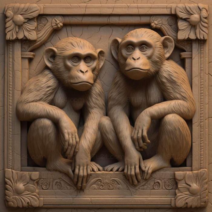 Nature and animals (Monkeys 3, NATURE_5767) 3D models for cnc